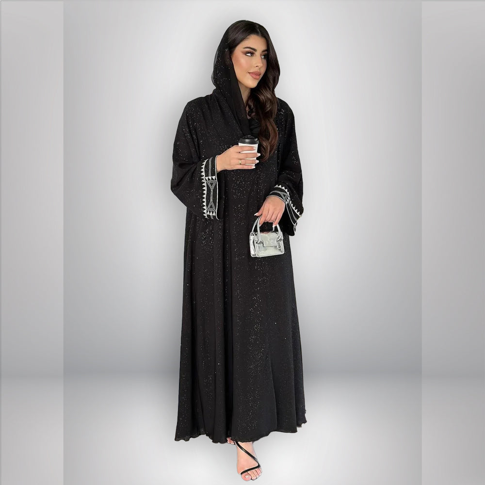 Exquisite Embroidered Cardigan Robe Abaya Mood Royal