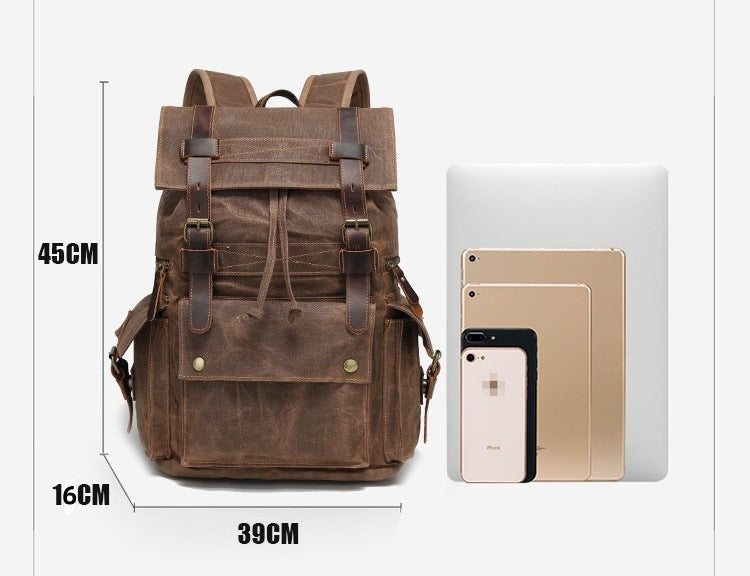 Walnut Heritage Rucksack — Waxed Canvas & Leather Mood Royal