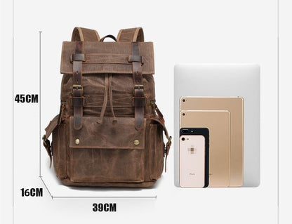 Walnut Heritage Rucksack — Waxed Canvas & Leather Mood Royal