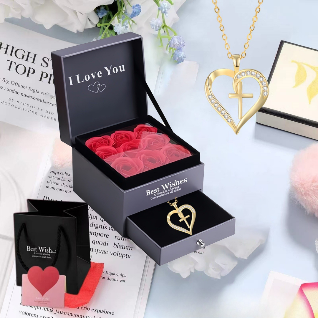 Cross Love Necklace Rose Gift Box RoSe Gift Box Mood Royal