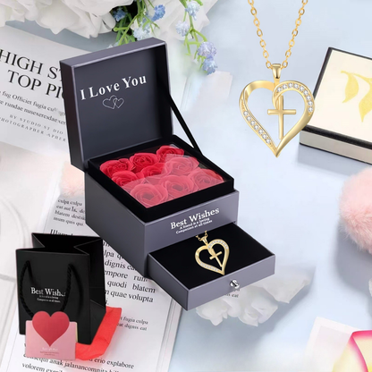 Cross Love Necklace Rose Gift Box RoSe Gift Box Mood Royal