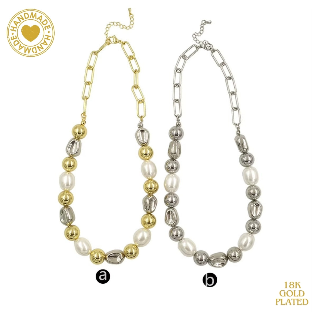 WT-JN305 European And American Classic Style Gold And Silver Two Colors Optional Brass Pearl Design Ladies Chain Necklace Mood Royal