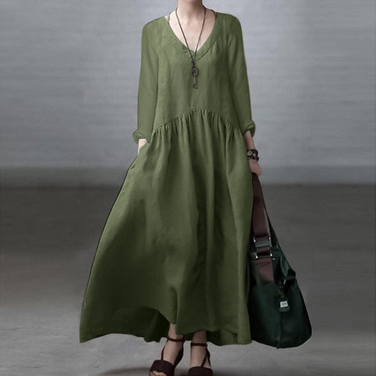 Autumn Vintage Long Dress Women Stylish Holiday Robe Vestidos ZANZEA Casual Solid Long Sleeve Sundress Elegant Loose Dresses Mood Royal