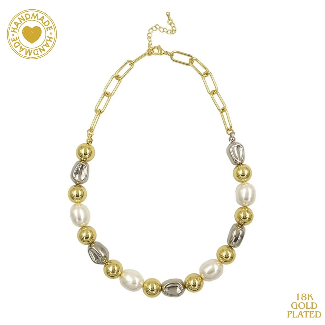 WT-JN305 European And American Classic Style Gold And Silver Two Colors Optional Brass Pearl Design Ladies Chain Necklace Mood Royal