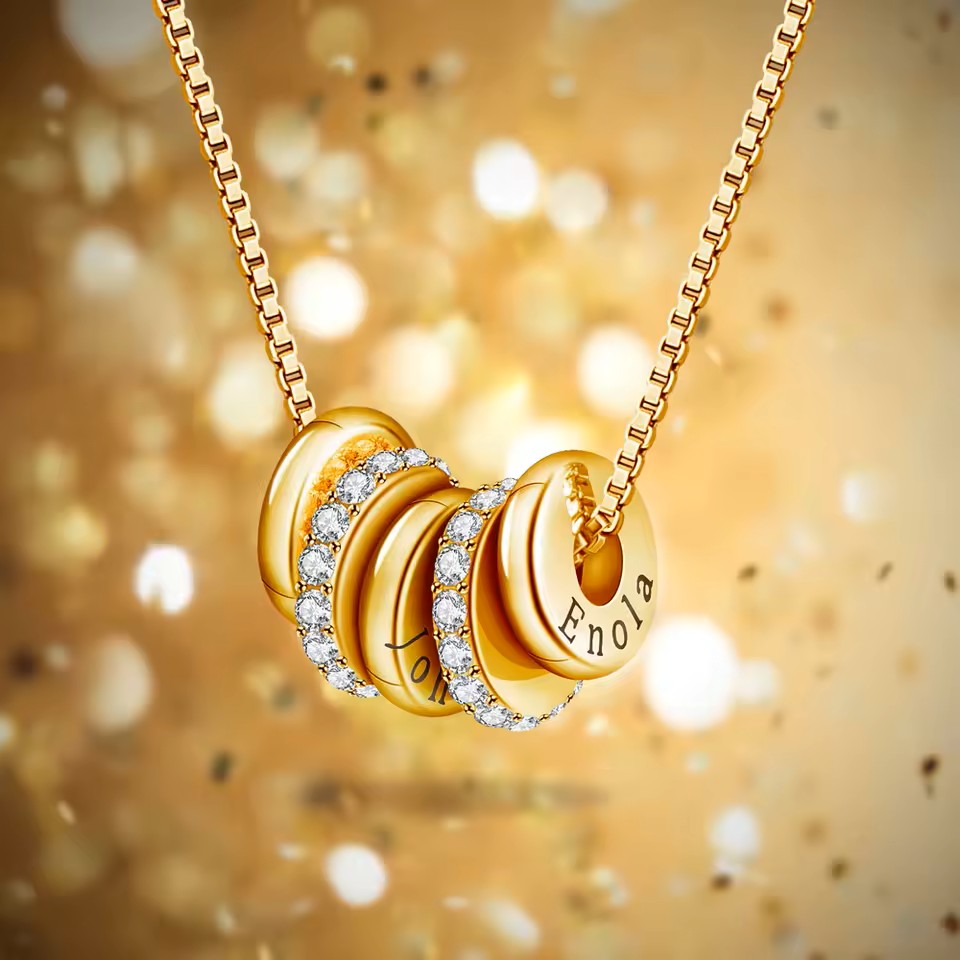 Stainless Steel Flat Bead Lettering Necklace Zircon Diamond Bead Combination Necklace Lettering Diy Name Mood Royal