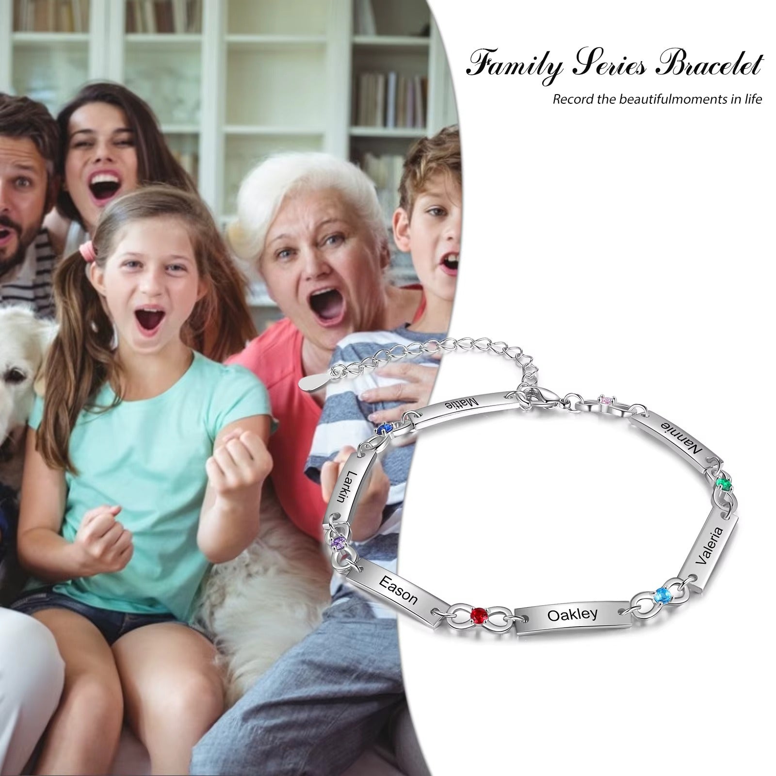 12-color Birthstone Oval Piece Bracelet With Engraving Diy Family Name Mother&#039;s Day Gift Bracelet Mood Royal
