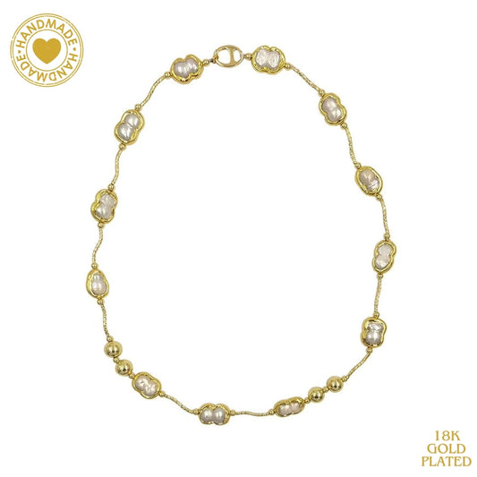 WT-JN321 Classic Atmospheric Freshwater Pearl 18k Gold Plated Small Pendant Pendant Bead Long Necklace Dress Jewelry Mood Royal
