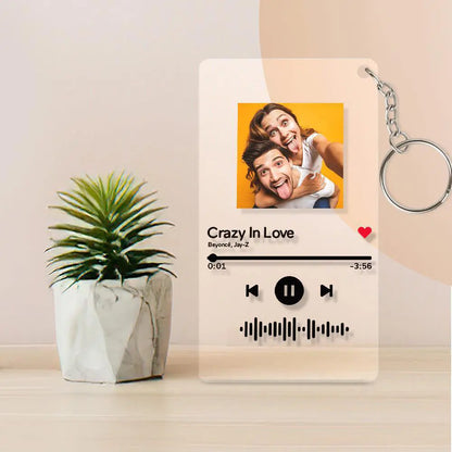 Custom photo acrylic keychain with music code, perfect gift for music lovers