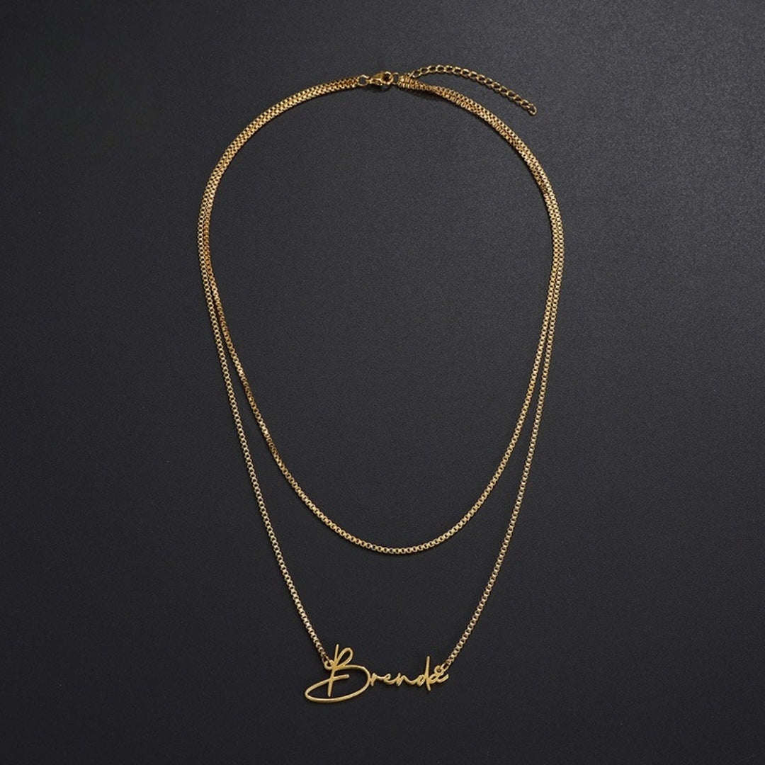 Personalized Double-layer Cut Name Clavicle Chain DIY Letters European And American Trend Necklace Amazon Cross-border Jewelry Generation Mood Royal