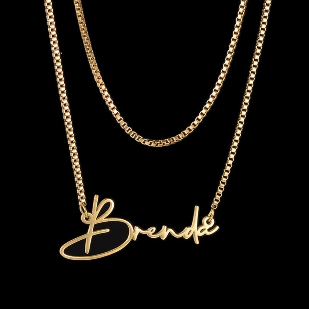 Personalized Double-layer Cut Name Clavicle Chain DIY Letters European And American Trend Necklace Amazon Cross-border Jewelry Generation Mood Royal