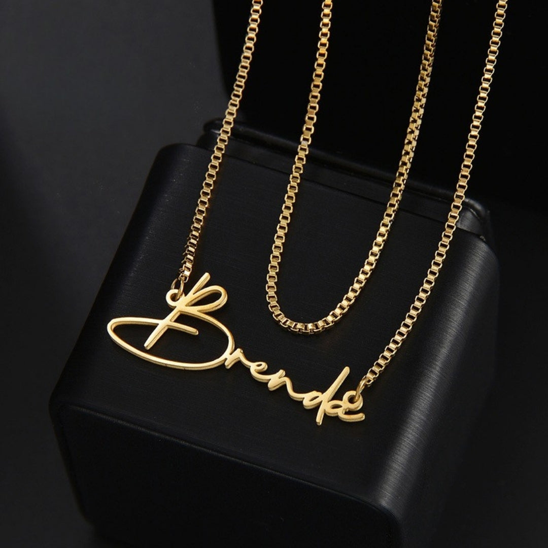 Personalized Double-layer Cut Name Clavicle Chain DIY Letters European And American Trend Necklace Amazon Cross-border Jewelry Generation Mood Royal
