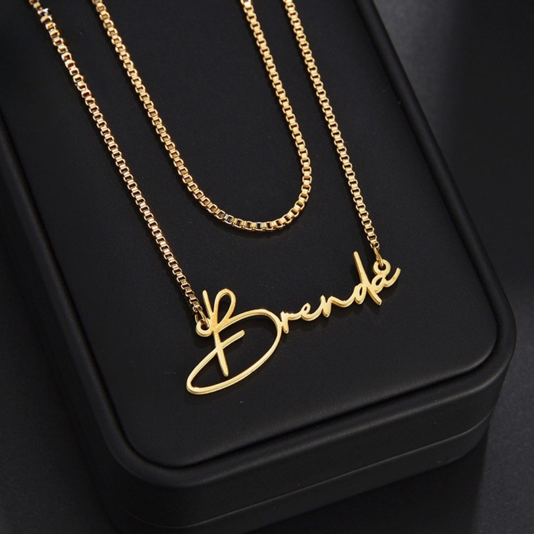Personalized Double-layer Cut Name Clavicle Chain DIY Letters European And American Trend Necklace Amazon Cross-border Jewelry Generation Mood Royal