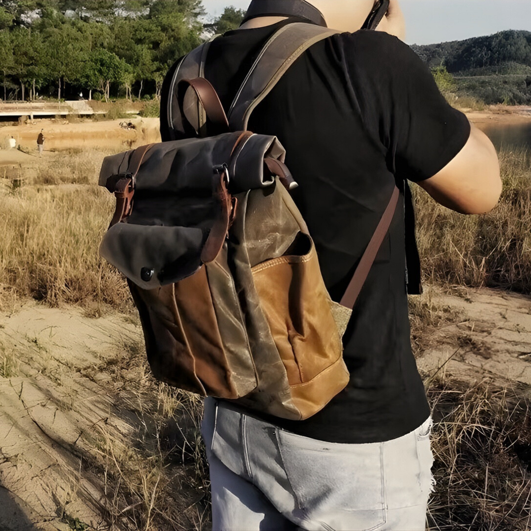 Alban Heritage Waxed Canvas Roll-Top Field Bag Mood Royal