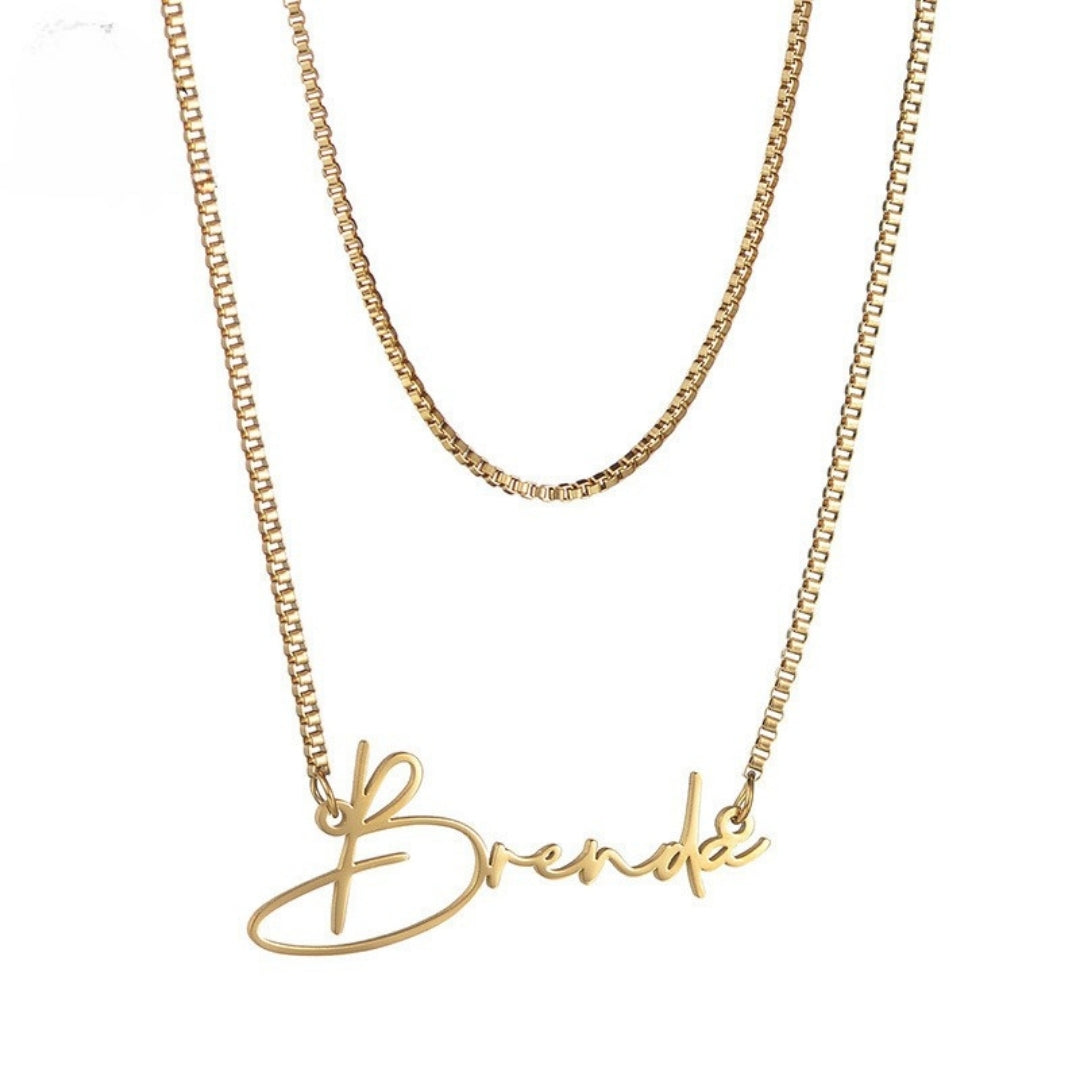 Personalized Stainless Steel Double-layer Name Necklace Mood Royal