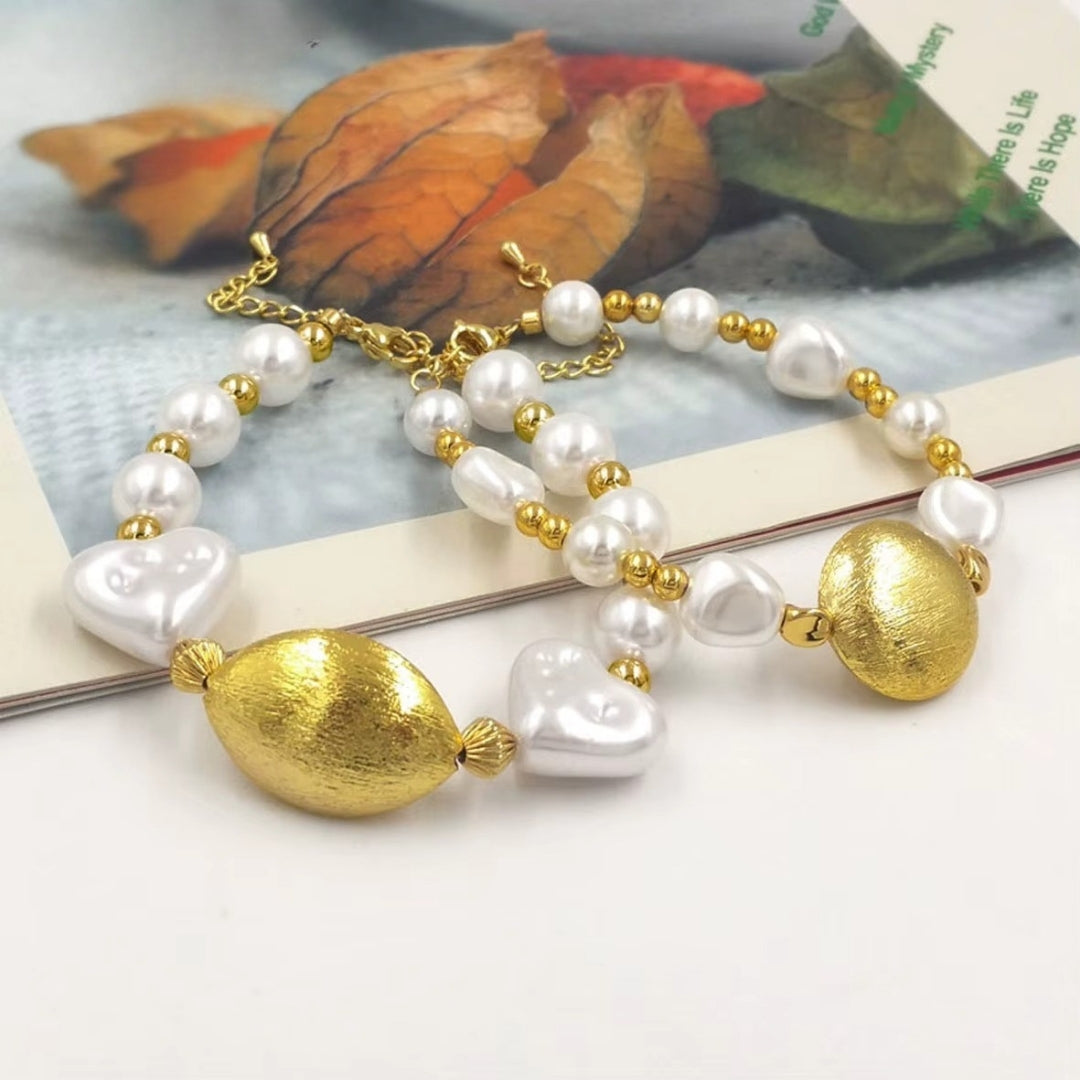 Mpb119 Classic Frosted Oval Brass Pendant Artificial Pearl Adjustable Size Girls Daily Bracelet Mood Royal