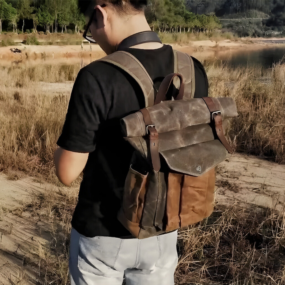 Alban Heritage Waxed Canvas Roll-Top Field Bag Mood Royal