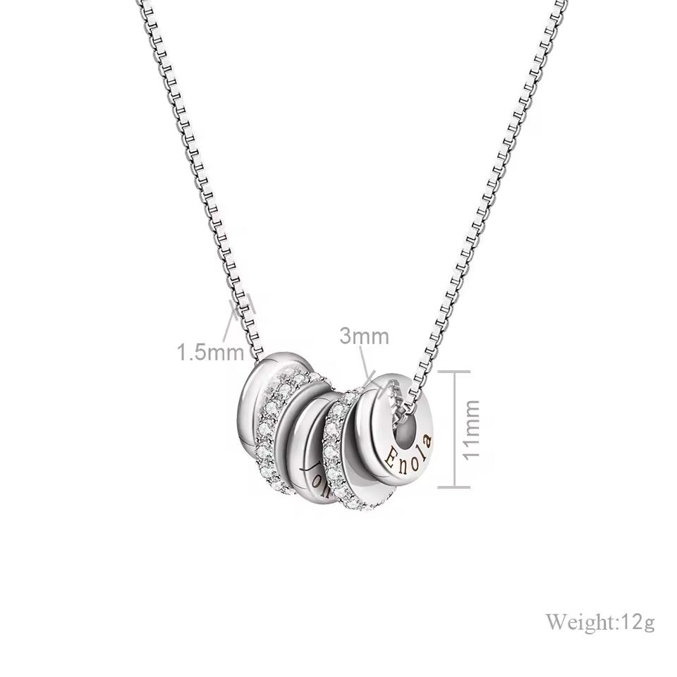 Stainless Steel Flat Bead Lettering Necklace Zircon Diamond Bead Combination Necklace Lettering Diy Name Mood Royal