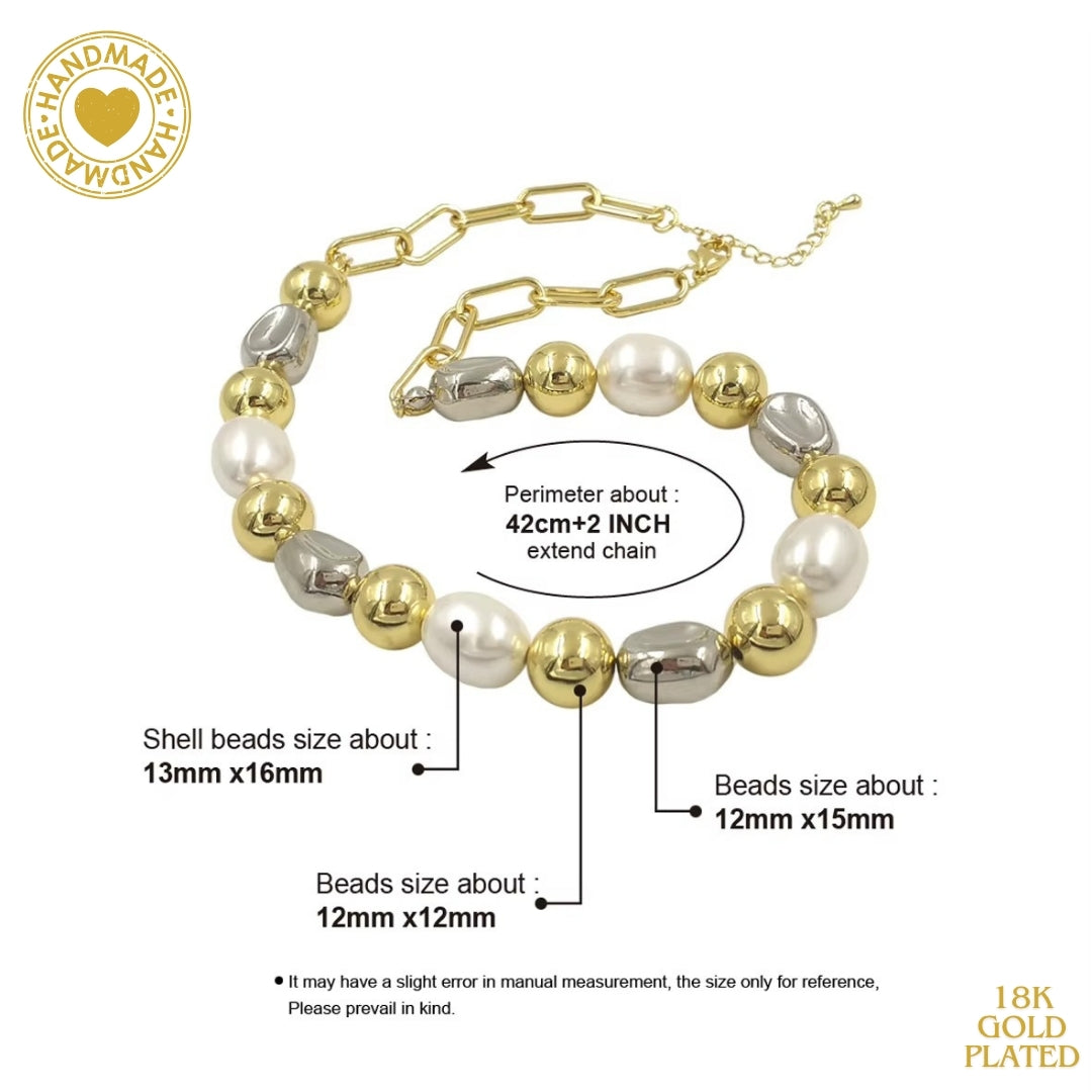 WT-JN305 European And American Classic Style Gold And Silver Two Colors Optional Brass Pearl Design Ladies Chain Necklace Mood Royal