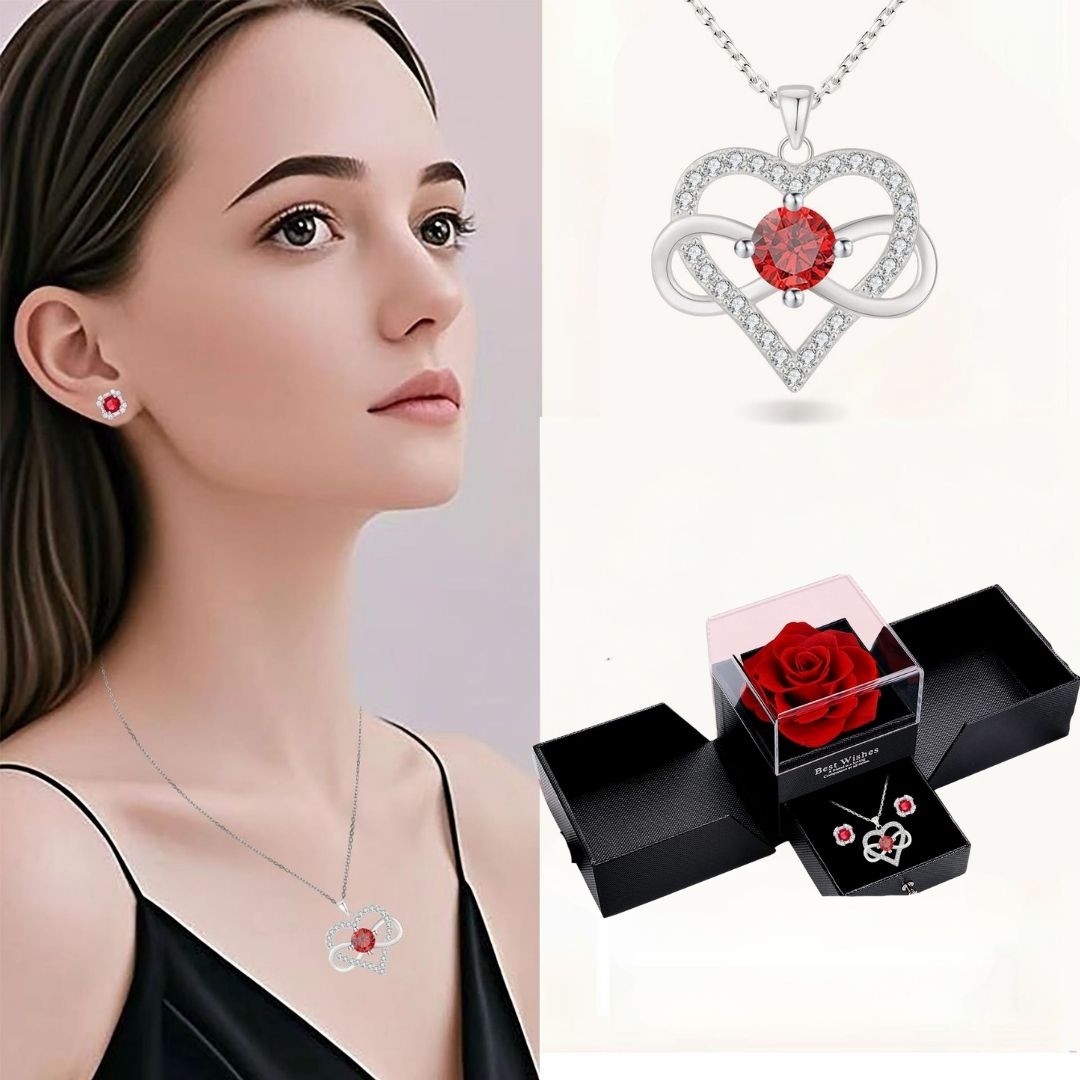 Infinite Loop Love Diamond Necklace Rose Gift Box Mood Royal