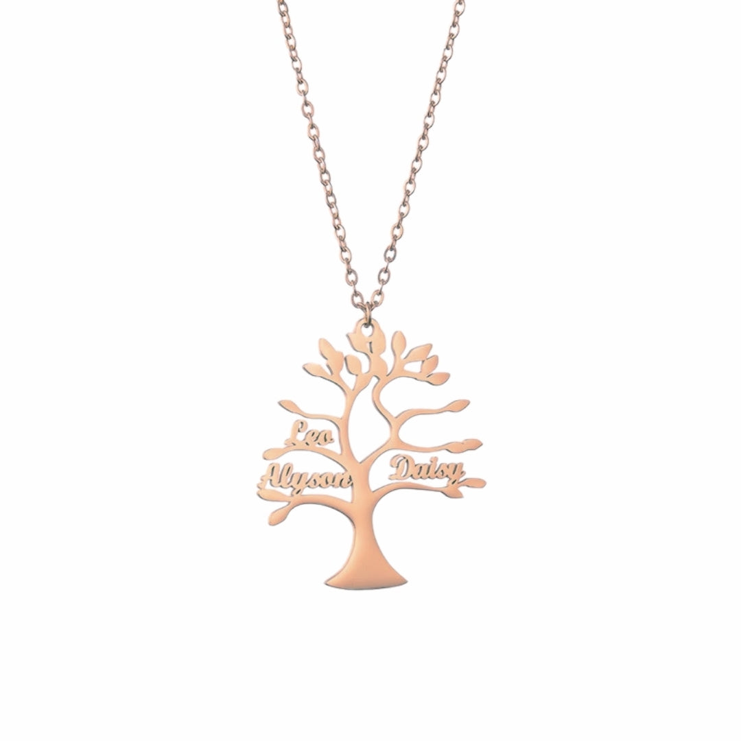 Personalised Stainless Steel Family Tree of Life Necklace Mood Royal