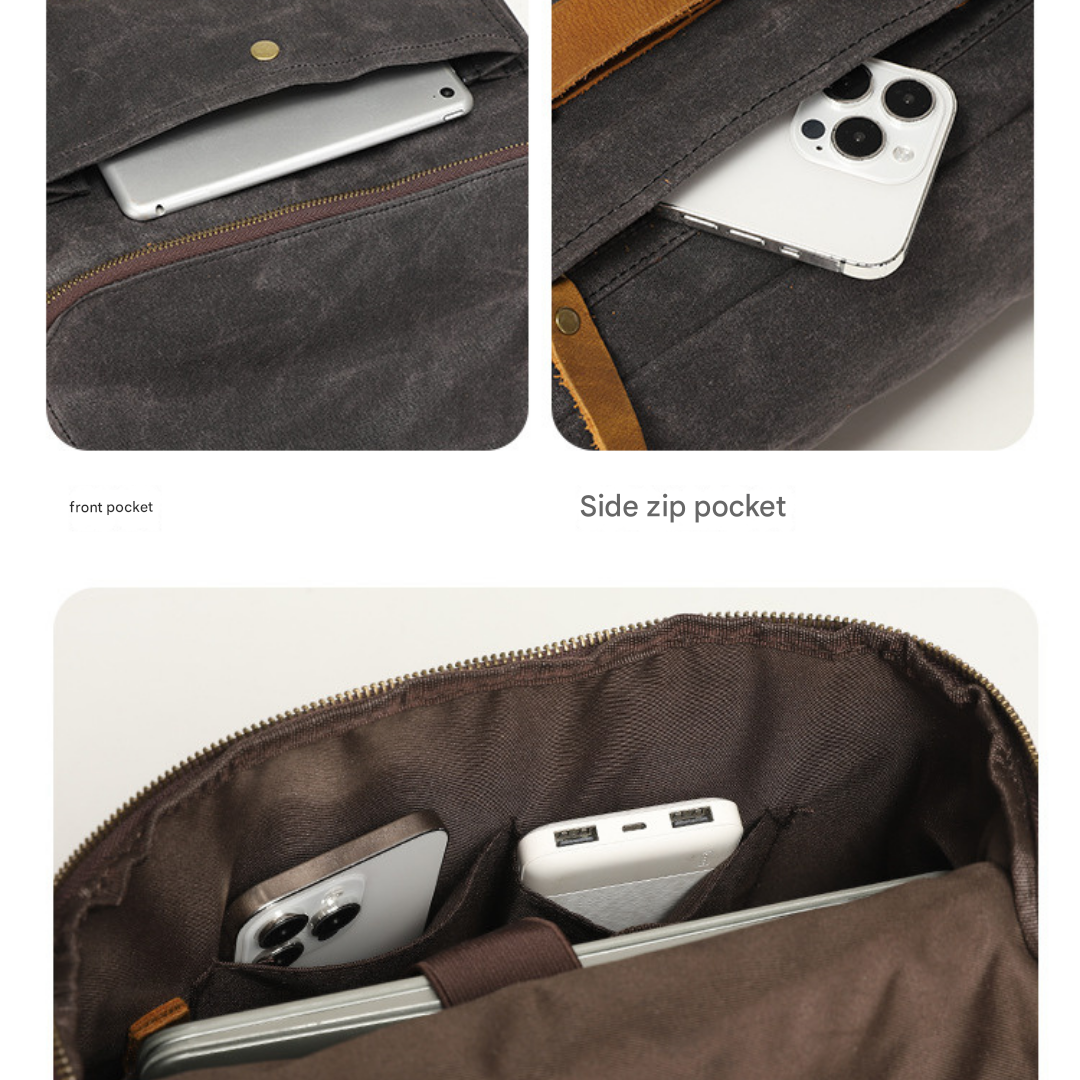 Chono Heritage Waxed Canvas Commuter Pack Mood Royal