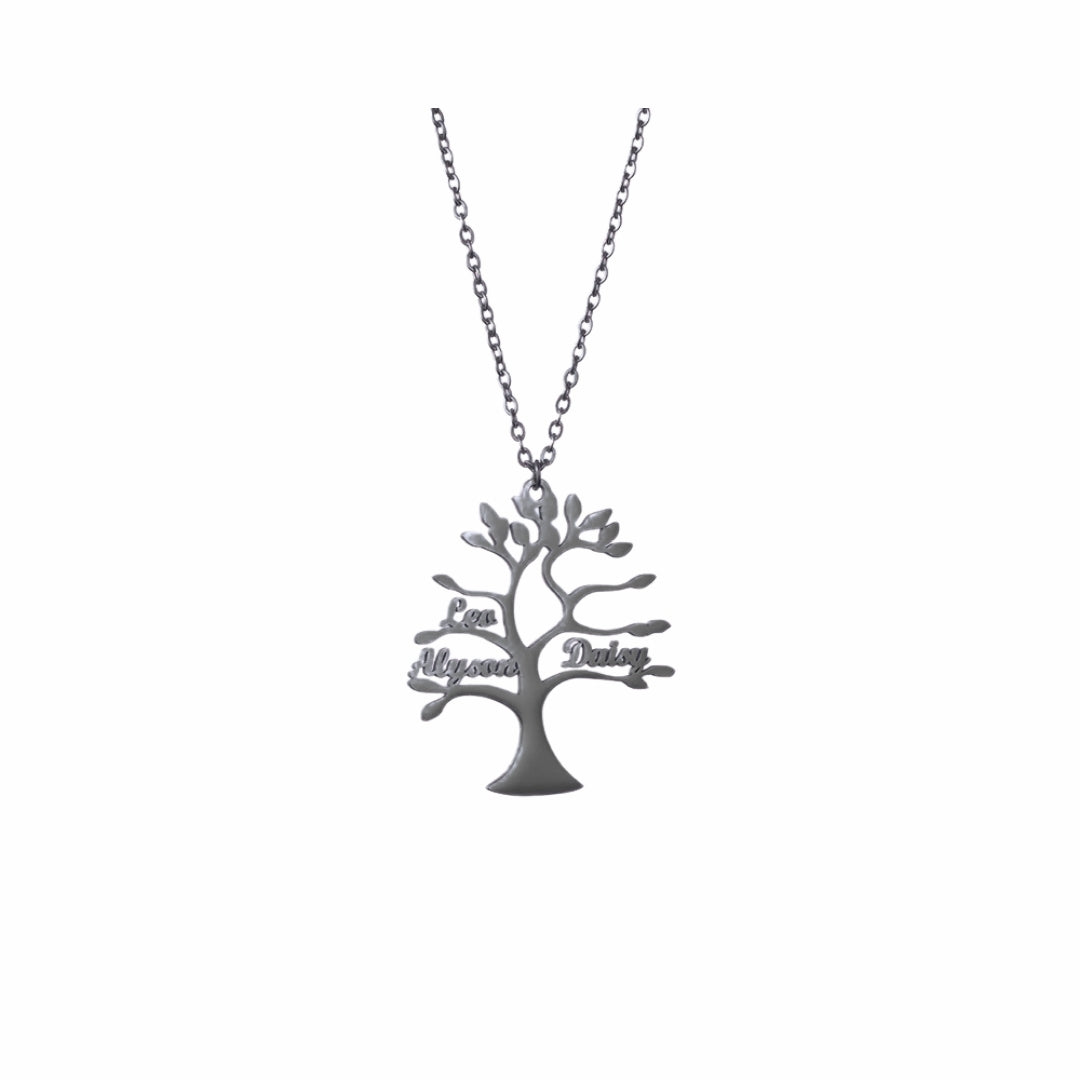 Personalised Stainless Steel Family Tree of Life Necklace Mood Royal