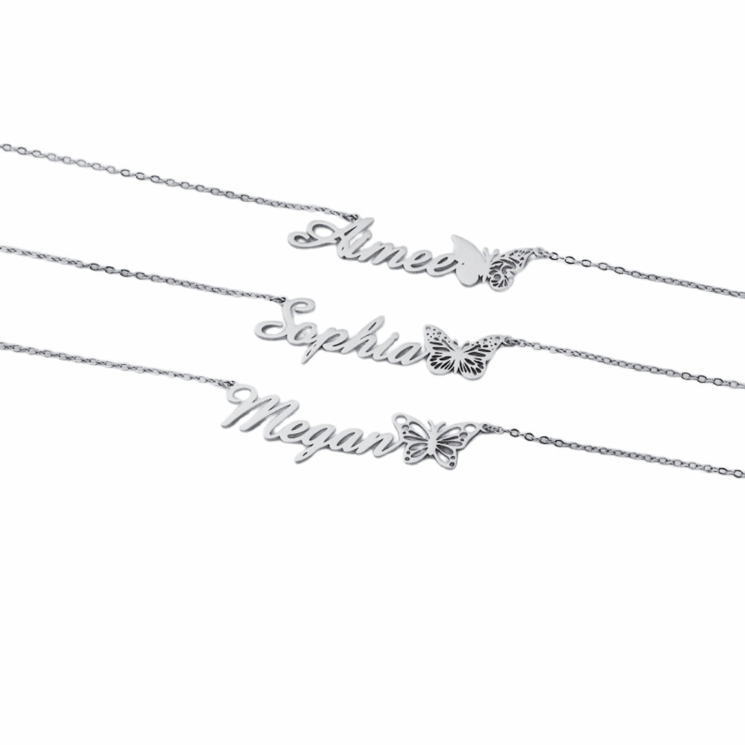Personalized Name Butterfly Letter Necklace Old English Necklace Name Mood Royal