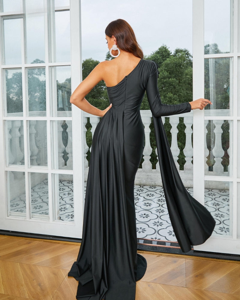 Yesexy New Black One Shoulder Split Mermaid Evening Formal Occasion Elegant Beautiful Women's Dress Mood Royal