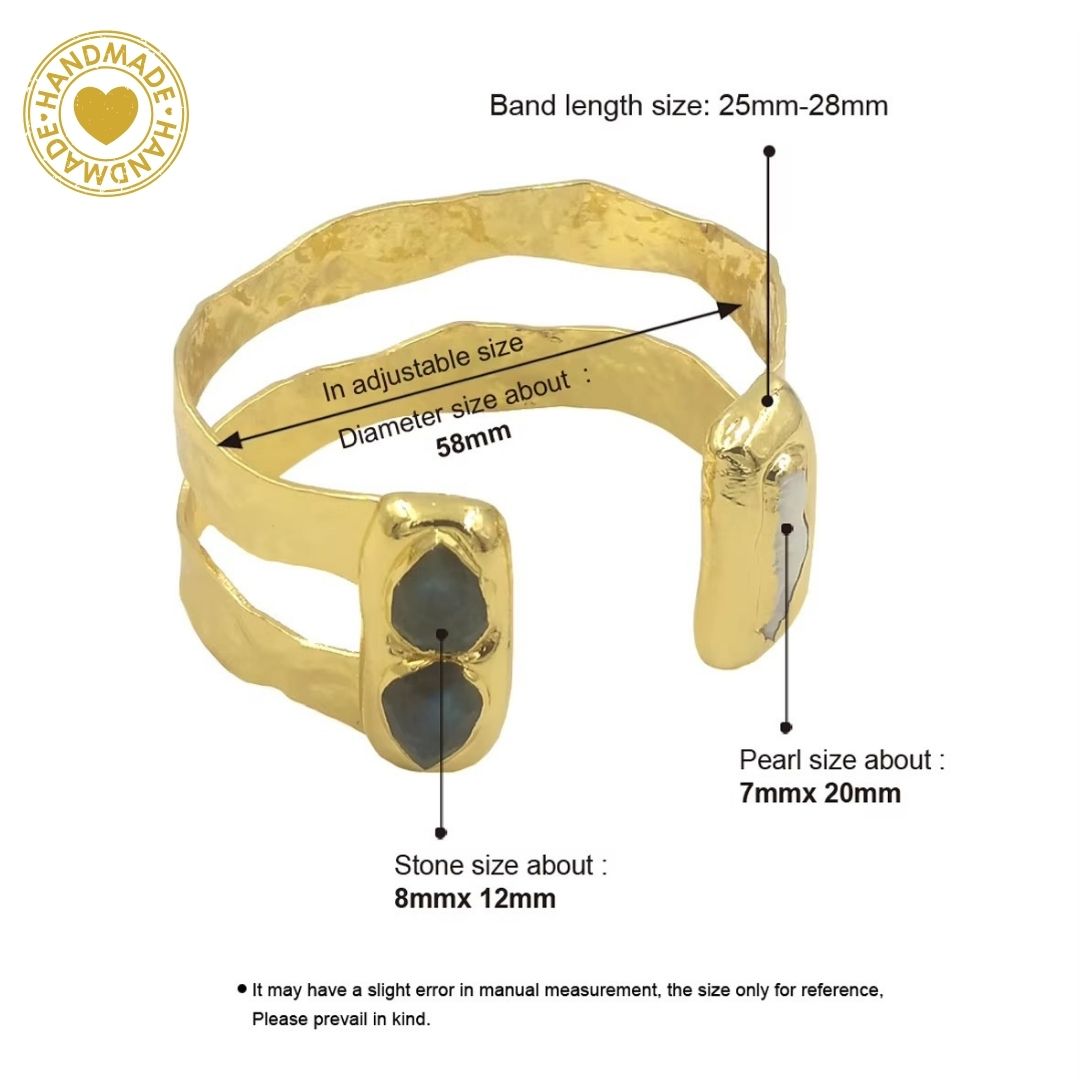 WT-B656 Hollow Design Brass Hold Original Stone Pearl Flash Tianhe Stone Adjustable Jewelry Mood Royal