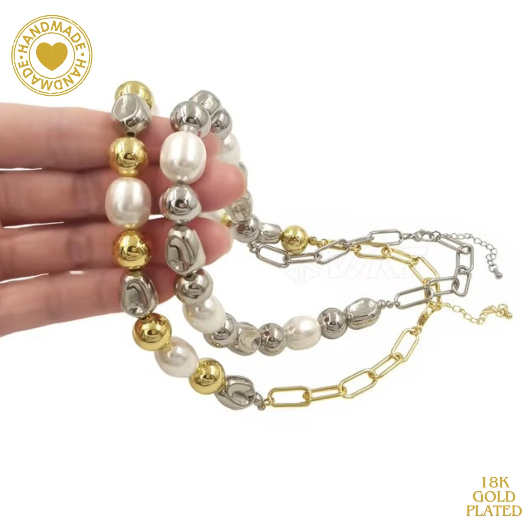 WT-JN305 European And American Classic Style Gold And Silver Two Colors Optional Brass Pearl Design Ladies Chain Necklace Mood Royal