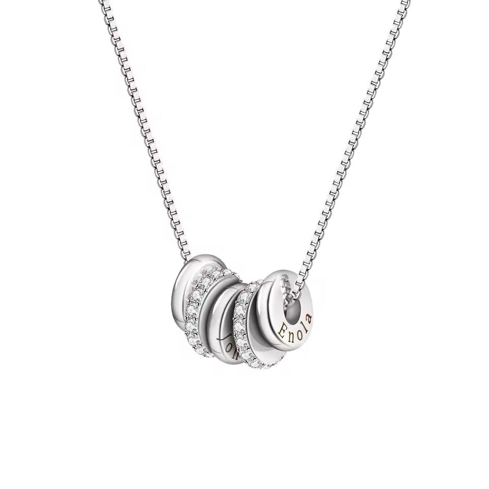 Stainless Steel Flat Bead Lettering Necklace Zircon Diamond Bead Combination Necklace Lettering Diy Name Mood Royal