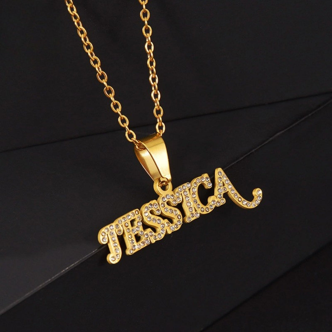 Cross-border Wish Europe And The United States New DIY Letter Pendant Necklace Personality Diamond Titanium Steel Clavicle Chain Women A Generation Of Hair Mood Royal