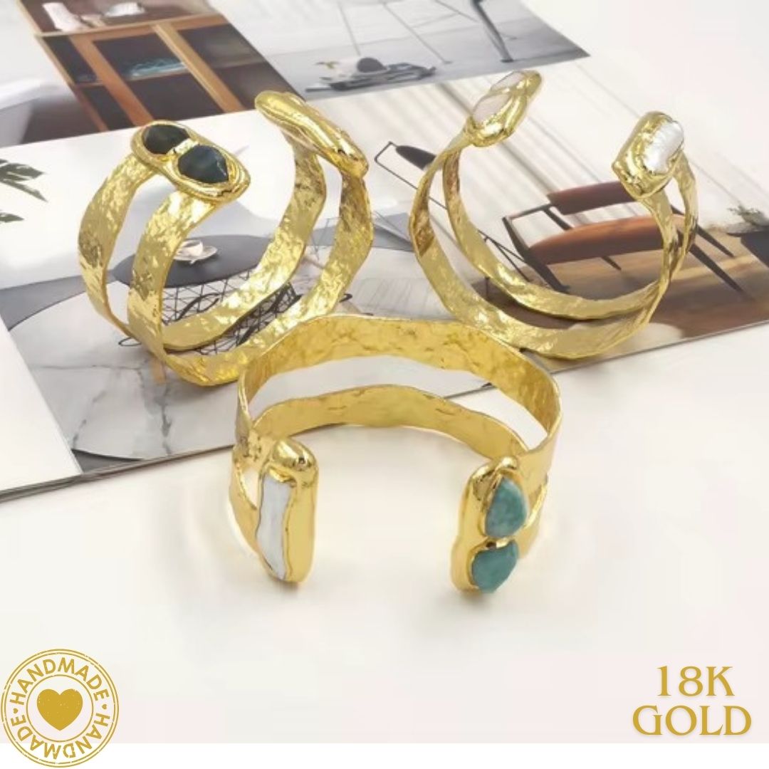 WT-B656 Hollow Design Brass Hold Original Stone Pearl Flash Tianhe Stone Adjustable Jewelry Mood Royal