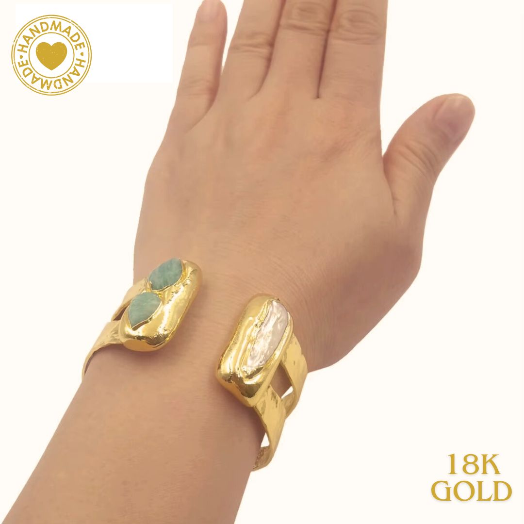 WT-B656 Hollow Design Brass Hold Original Stone Pearl Flash Tianhe Stone Adjustable Jewelry Mood Royal