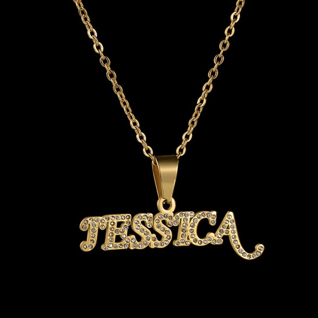 Cross-border Wish Europe And The United States New DIY Letter Pendant Necklace Personality Diamond Titanium Steel Clavicle Chain Women A Generation Of Hair Mood Royal