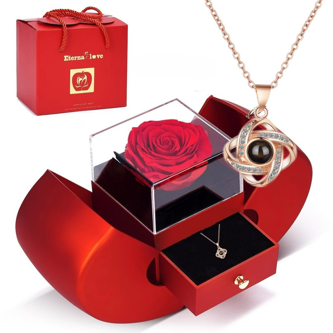 Europe And The United States Hot New 100 Languages I Love You Four-leaf Clover Pendant Classic Memory Diamond Projection Necklace Women Mood Royal