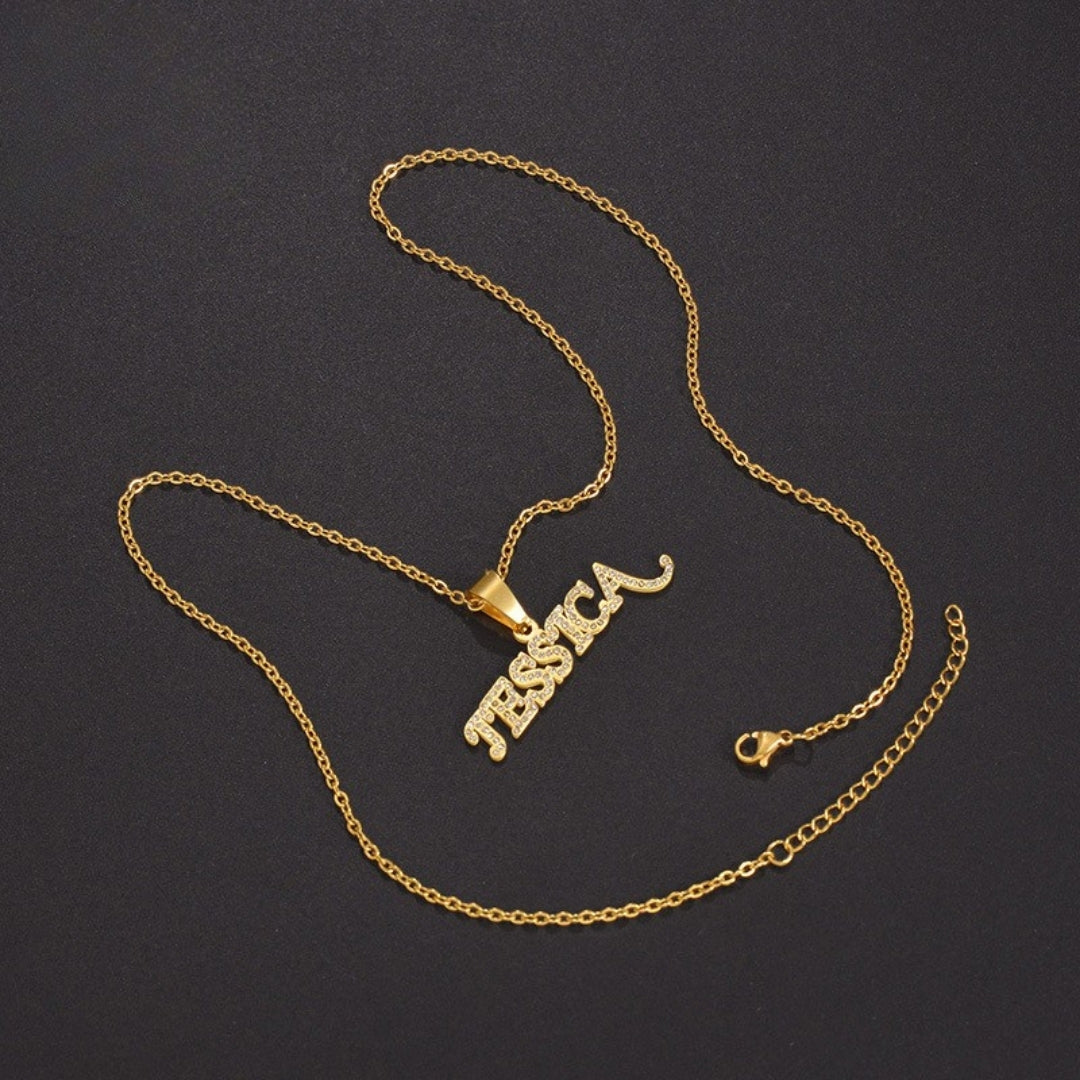 Cross-border Wish Europe And The United States New DIY Letter Pendant Necklace Personality Diamond Titanium Steel Clavicle Chain Women A Generation Of Hair Mood Royal