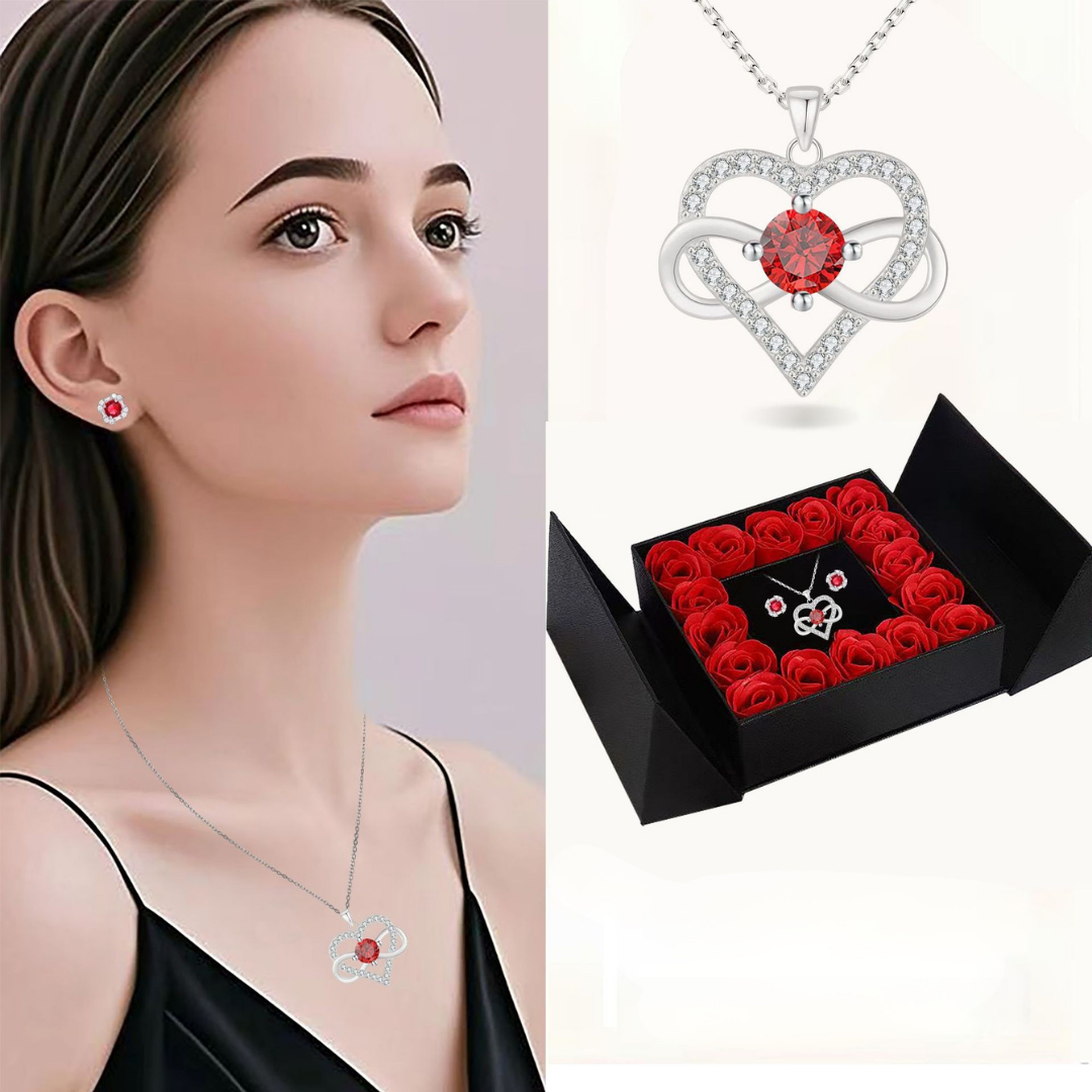 Infinite Loop Love Diamond Necklace Rose Gift Box Mood Royal
