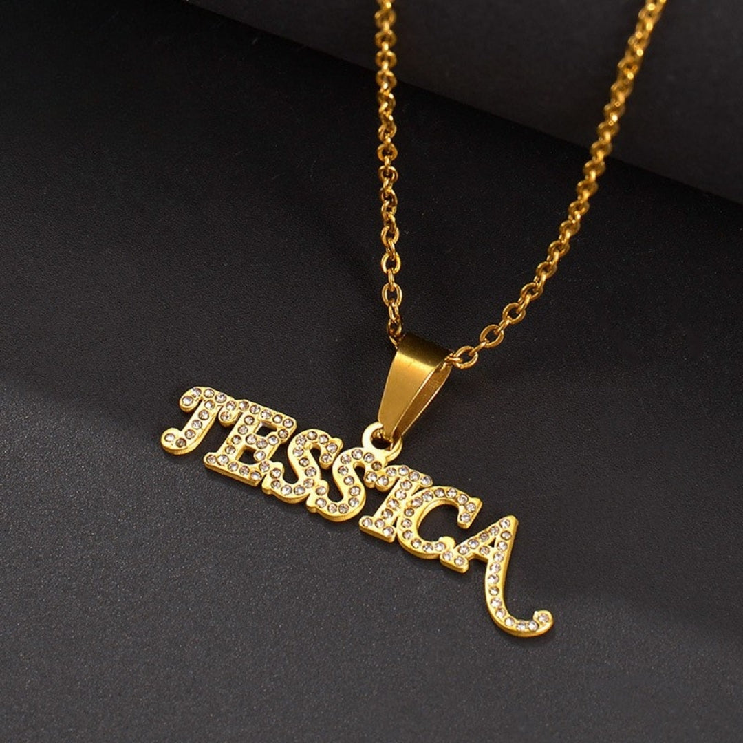 Cross-border Wish Europe And The United States New DIY Letter Pendant Necklace Personality Diamond Titanium Steel Clavicle Chain Women A Generation Of Hair Mood Royal