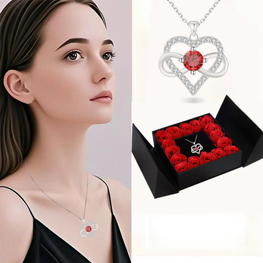 Infinite Loop Love Diamond Necklace Rose Gift Box Mood Royal