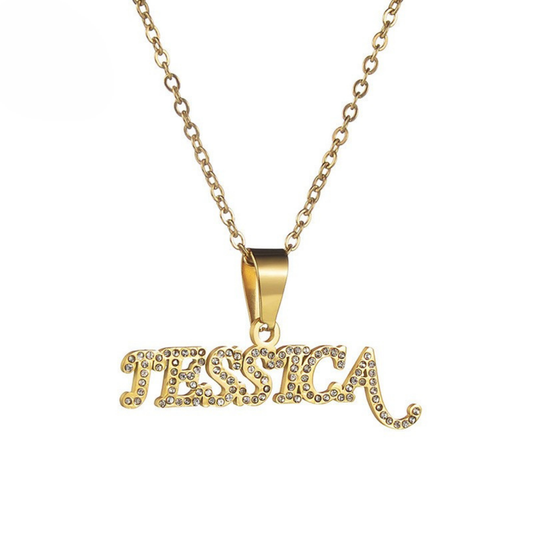 Cross-border Wish Europe And The United States New DIY Letter Pendant Necklace Personality Diamond Titanium Steel Clavicle Chain Women A Generation Of Hair Mood Royal