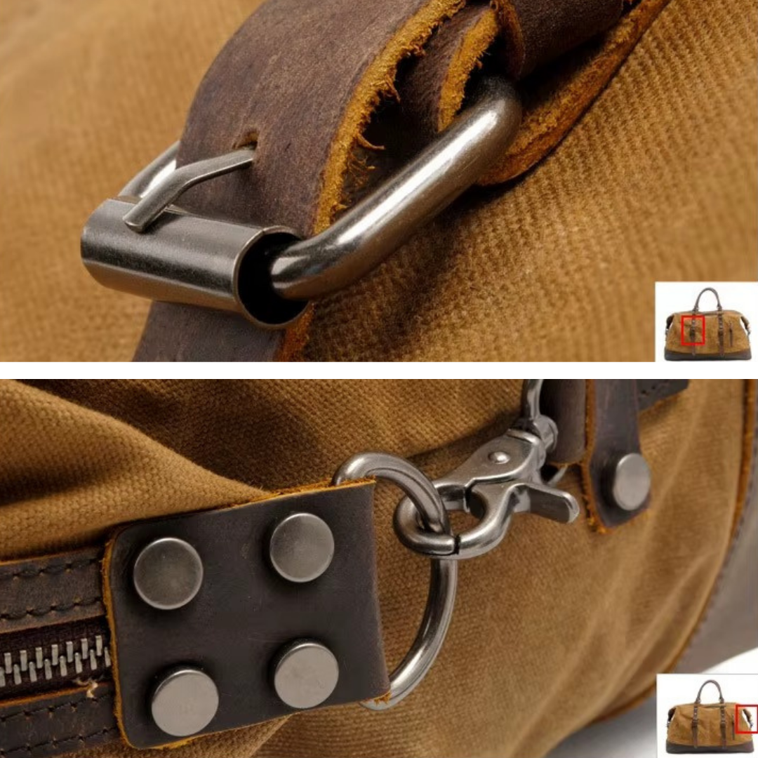 Heritage Waxed Canvas Weekender — Tan & Chestnut Leather Mood Royal