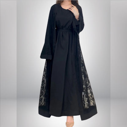 Lace Rose Dress Abaya 3 Piece Set Mood Royal