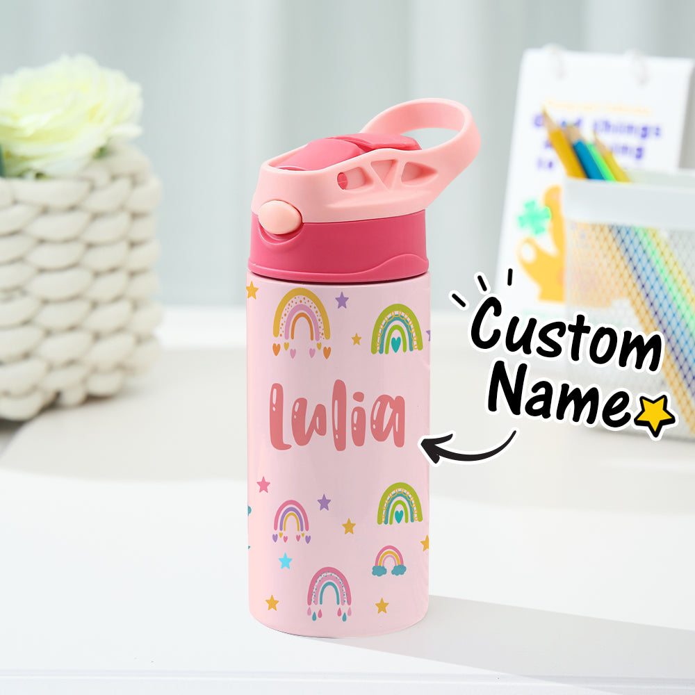 Custom Name Rainbow Stainless Steel Water Cup Children's Day Gift for Kids Inkedjoy