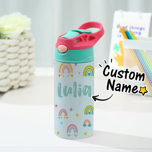 Custom Name Rainbow Stainless Steel Water Cup Children's Day Gift for Kids Inkedjoy