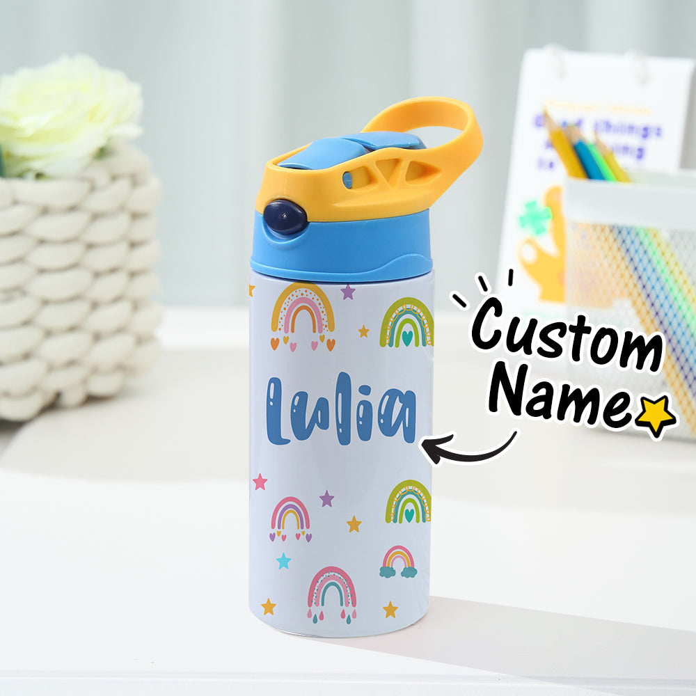 Custom Name Rainbow Stainless Steel Water Cup Children's Day Gift for Kids Inkedjoy