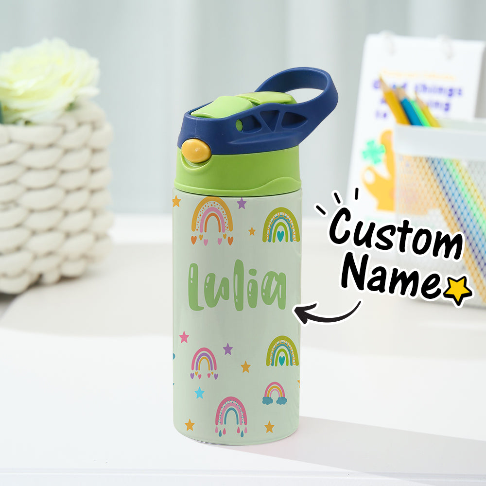 Custom Name Rainbow Stainless Steel Water Cup Children's Day Gift for Kids Inkedjoy