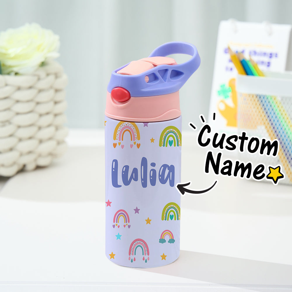 Custom Name Rainbow Stainless Steel Water Cup Children's Day Gift for Kids Inkedjoy