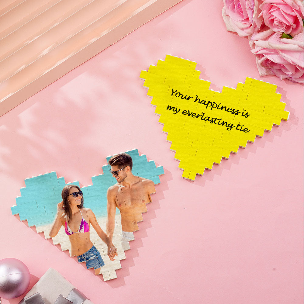 Custom heart-shaped photo block puzzle, couple's photo, DIY gift, "Your Relationship Is My Masterpiece"