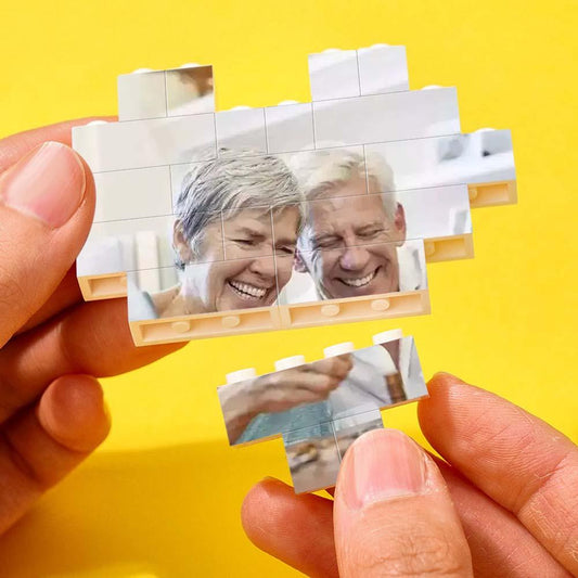 Assembling Personalized Heart-Shaped Photo Block Puzzle, DIY Gift